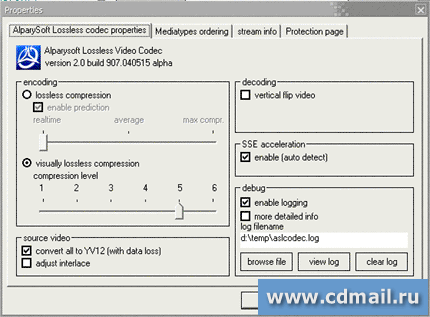 �������� Alparysoft Lossless Video Codec
